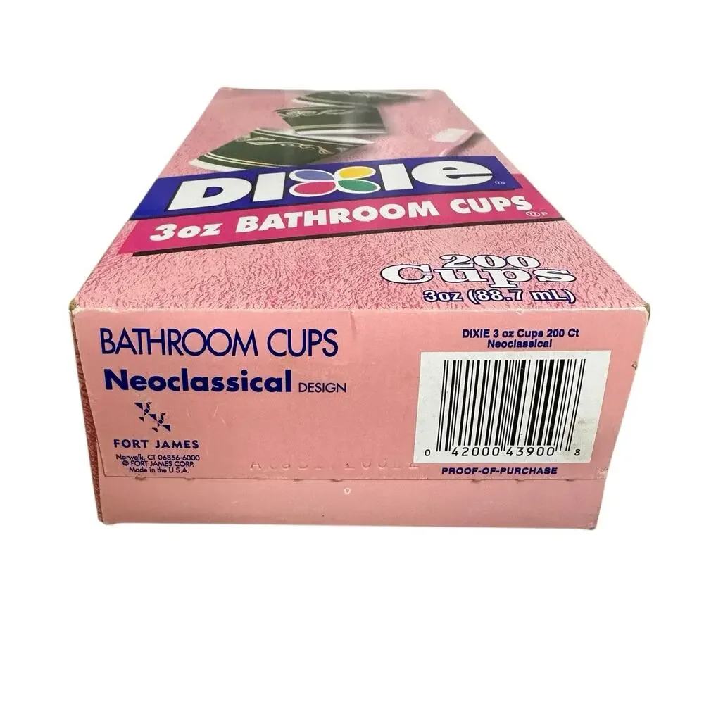 Dixie Bathroom Cups 3 oz Paper Cups Neoclassical Designs 64 count Vintage